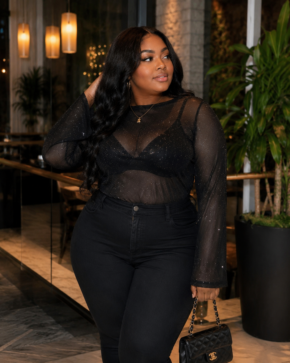 (Plus size) sheer shirt