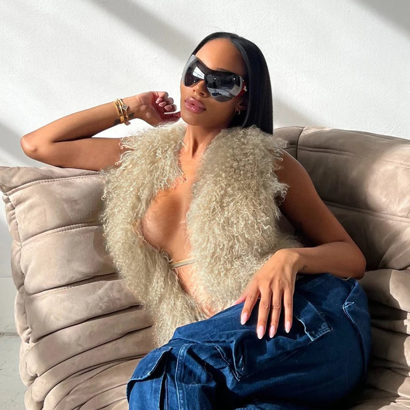 “BOSSY FUR OPEN VEST”