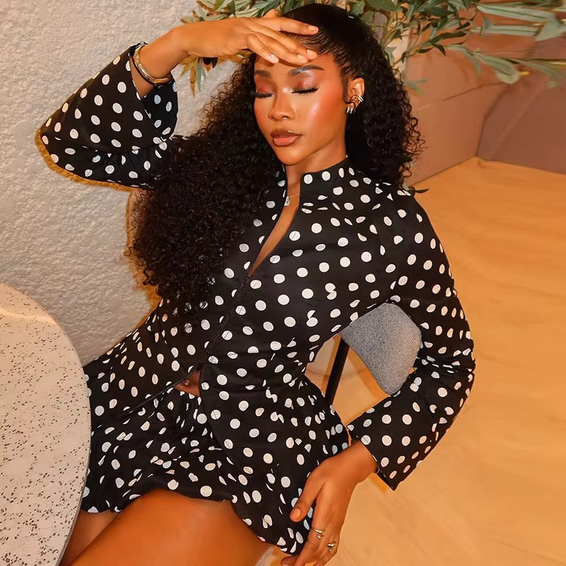 Polka dot two piece skirt set