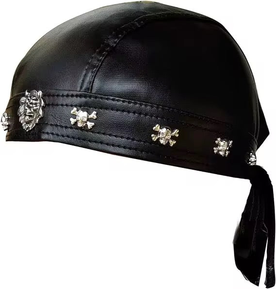 Leather biker hat