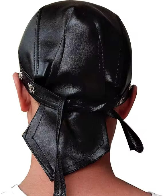 Leather biker hat